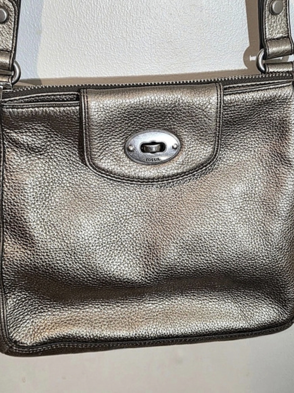Fossil Metallic Shoulder Bag in Bronze
